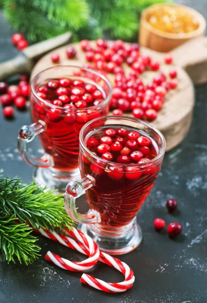 Cranberry Drink Berries Christmas Drink Glass Table — Stock Photo, Image