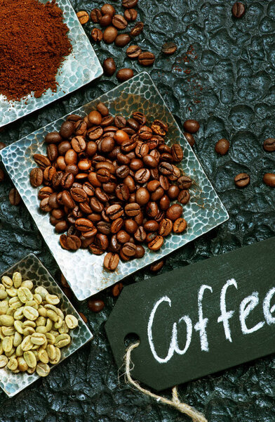 coffee beans on a table, stock photo
