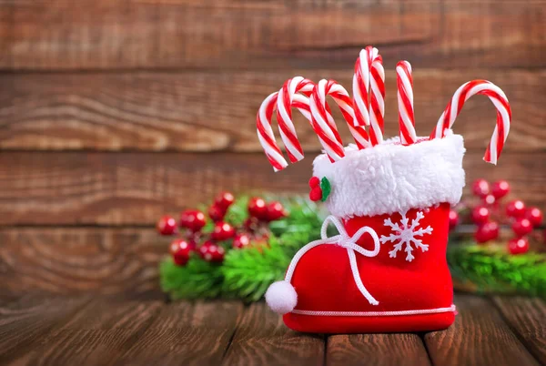 Bonbons Noël Décoration Noël Sur Une Table — Photo