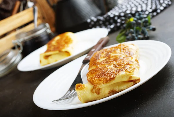 Pancakes Stuffed Cottage Cherry Jam — Stock Photo, Image