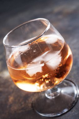 cognac with ice cubes