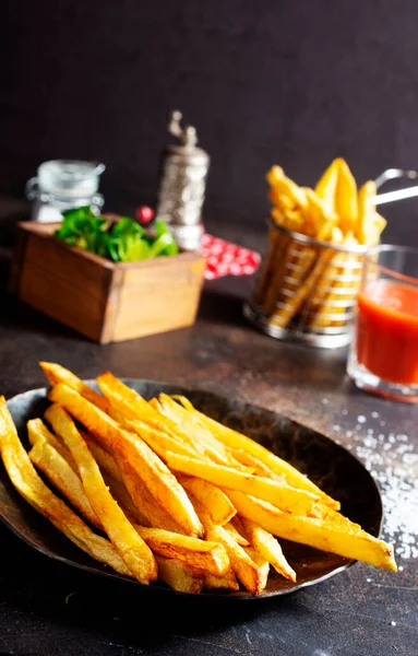 French Fries Fast Food Fried Potato Plate — Stock Photo, Image
