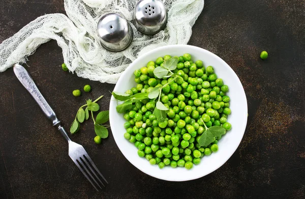 Green Peas Bowl Fresh Peas Stock Photo — Stock Photo, Image