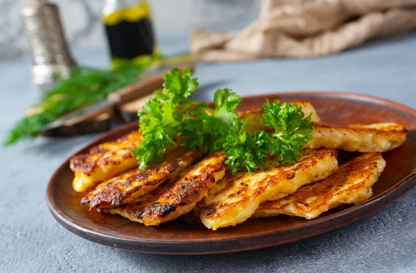 Panquecas Tradicionais Batata Feitas Batatas Cruas — Fotografia de Stock