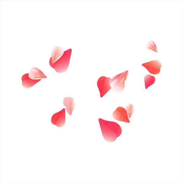 Kırmızı beyaz arka plan üzerinde izole yaprakları uçan Sakura. Yaprakları gül çiçek. Vektör Eps 10, cmyk