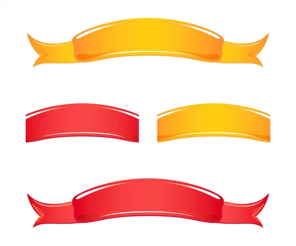 Set of Red and Yellow ribbon banner isolated on White background. Vector EPS 10, cmyk. — Stock Vector