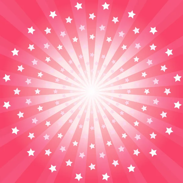 Abstract bright Pink rays and stars background. Vector EPS 10, cmyk — Stock Vector