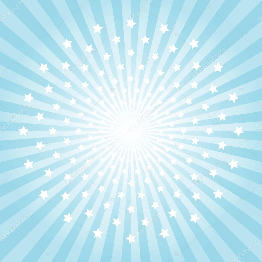 Abstract light Blue rays and stars background. Vector EPS 10, cmyk