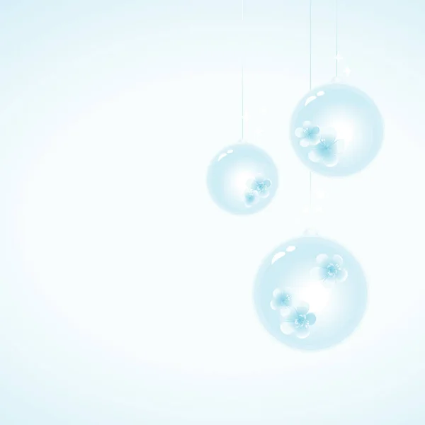 Soft light Blue background with Christmas tree balls. Vector EPS 10 cmyk — Stock Vector