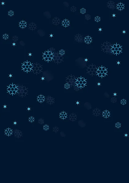 Fondo Invierno Con Copos Nieve Estrellas Aisladas Azul Oscuro Vector — Archivo Imágenes Vectoriales