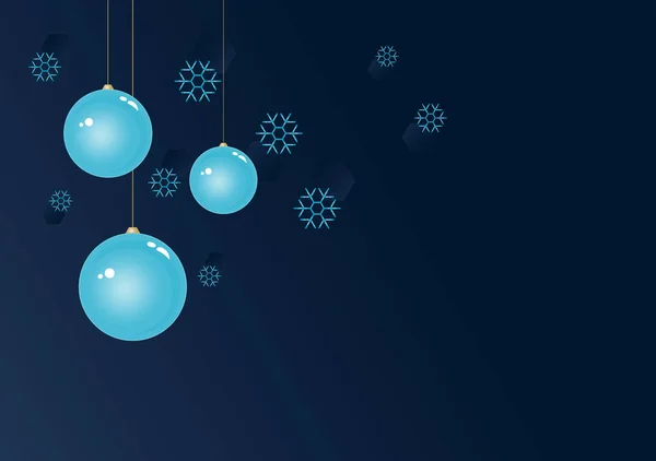 Bola Natal Dengan Latar Belakang Blue Winter Yang Gelap Dengan - Stok Vektor