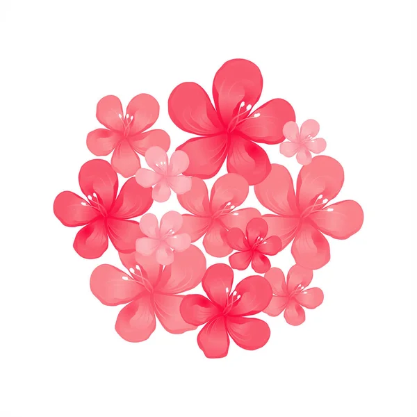 Rosa Flores Rojas Aisladas Sobre Fondo Blanco Flores Manzano Flor — Vector de stock