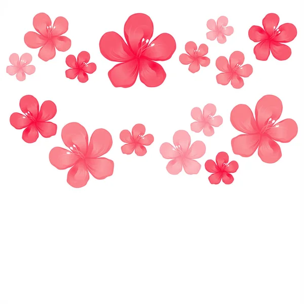 Červená Růžové Květy Izolovaných Bílém Pozadí Květy Jabloní Třešňový Květ — Stockový vektor
