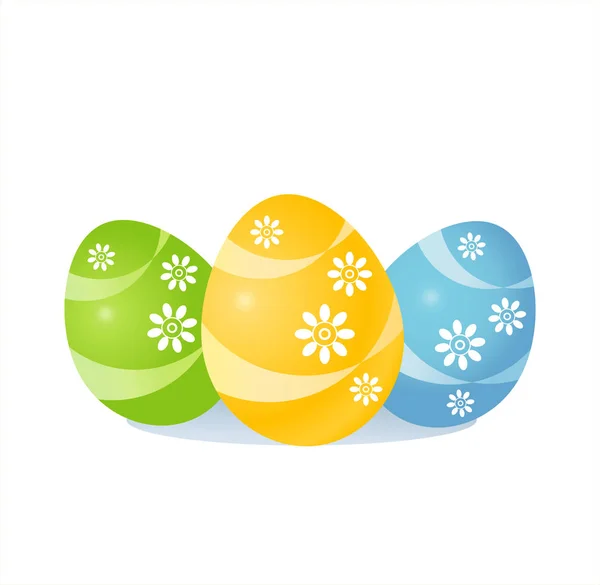 Tarjeta Felicitación Huevos Pintados Multicolores Pascua Aislados Sobre Fondo Blanco — Vector de stock