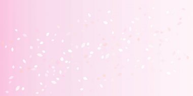 Yumuşak pembe degrade arka plan üzerinde izole hafif pembe uçan yaprakları. Sakura gül yaprakları. Vektör