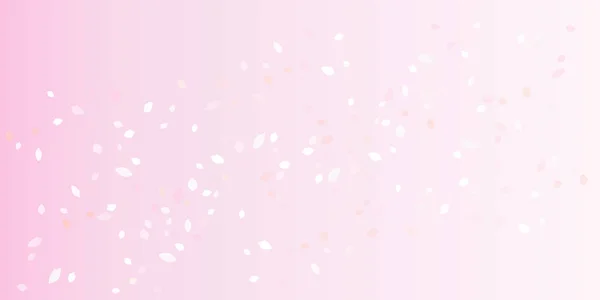 라이트 핑크 비행 꽃잎 부드러운 핑크 그라데이션 배경에 고립. 사쿠라 장미 꽃잎입니다. 벡터 — 스톡 벡터