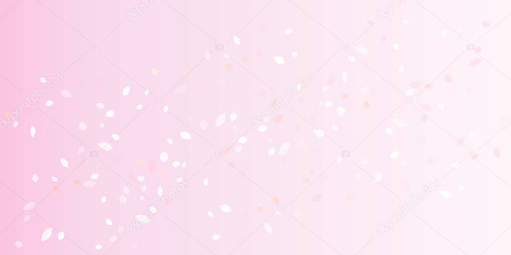 Light Pink flying petals isolated on soft Pink gradient background. Sakura Roses petals. Vector