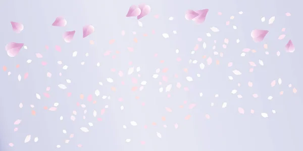 Light Purple flying petals isolated on soft Violet gradient background. Sakura Roses petals. Vector — Stock Vector