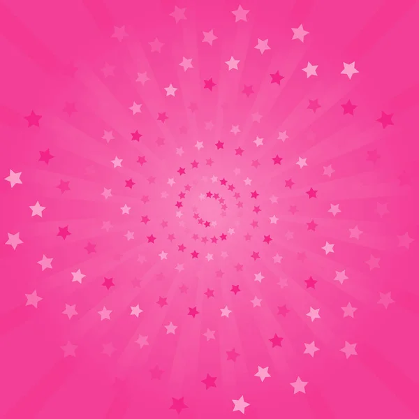 Fondo abstracto. Rayos rosados brillantes suaves y fondo de estrellas. Vector — Vector de stock