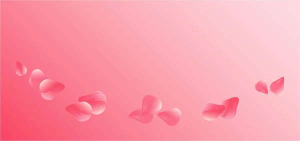 Pink Red flying petals isolated on Pink gradient background. Sakura Roses petals. Vector — Stock Vector