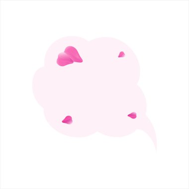 Sevgililer günü kartı. Pembe uçan yapraklar ve mesaj için yer. Kalpler pembe bulutta. Vektör