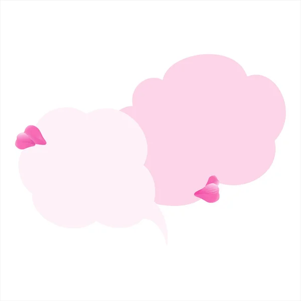 Carte de Saint Valentin. Pétales volantes roses et espace pour le texte. Coeurs sur les nuages roses. Vecteur — Image vectorielle