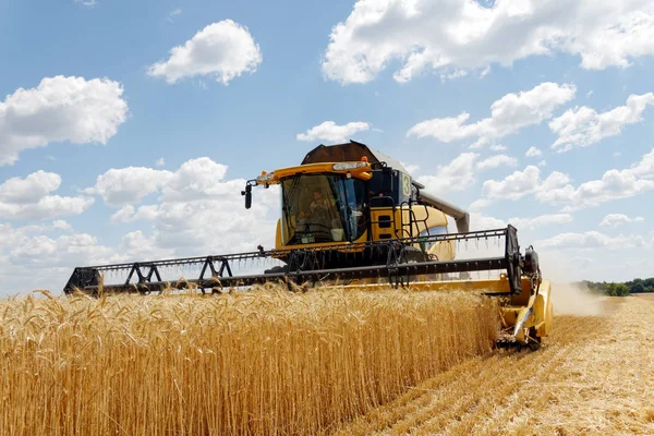 Combine harvester working on a wheat field — Stock Photo, Image