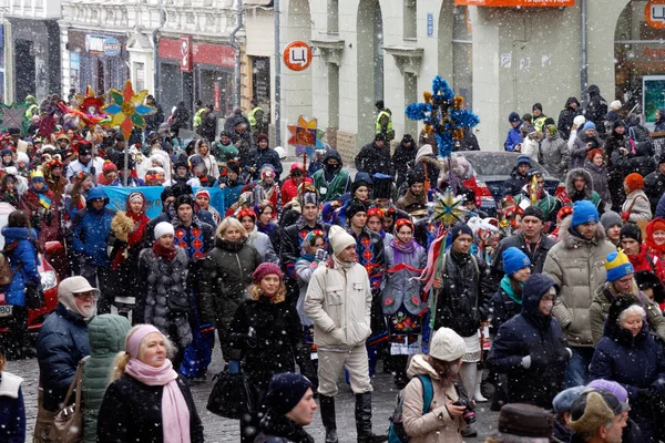 Kharkiv Ukraine Janvier 2018 Les Participants Traditionnel Noël Verteps Parade — Photo