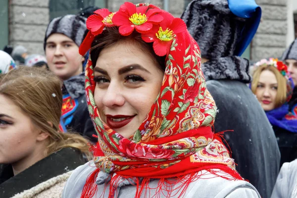 Charków Ukraina Stycznia 2018 Uczestnicy Tradycyjne Boże Narodzenie Verteps Parade — Zdjęcie stockowe