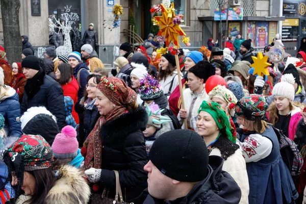 Kharkiv Ukrajna Január 2018 Résztvevők Hagyományos Karácsonyi Verteps Parade Születés — Stock Fotó