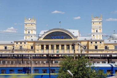Kharkiv, Ukrayna - 5 Haziran 2017: Terminal tren istasyonunun 