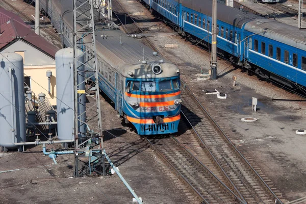 Kharkiv Ucrânia Março 2012 Comboio Ferroviário Passageiros Kharkiv Passenger Railway — Fotografia de Stock