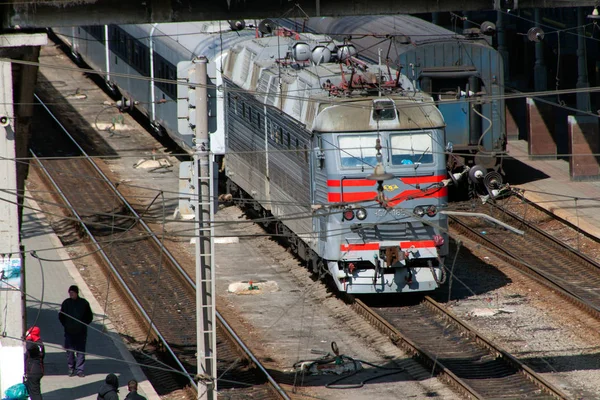 Charkiv Ukraina Mars 2012 Järnvägen Persontåg Kharkiv Passagerare Som Järnvägen — Stockfoto