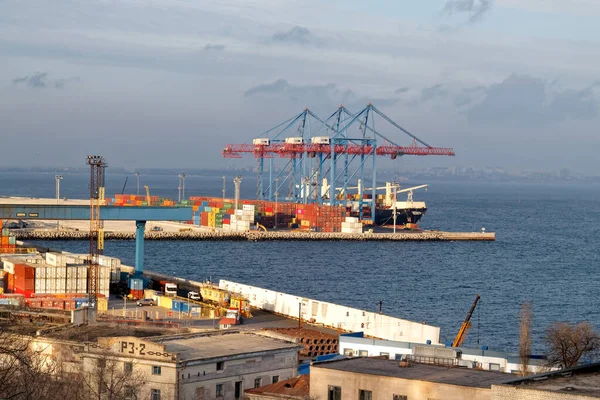 Hamn För Lastning Och Lossning Fartyg Odessa — Stockfoto