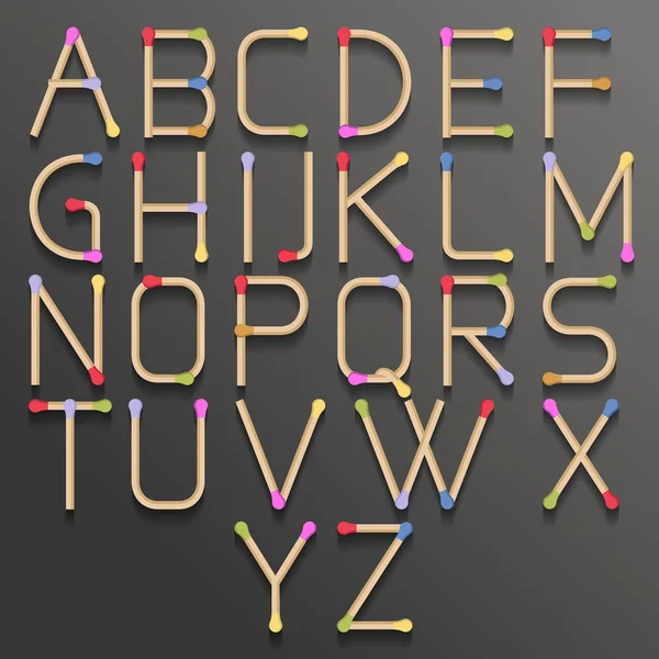 Abstraktes Alphabet mit Streichholz. — Stockvektor