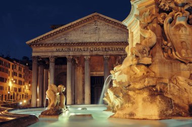 Pantheon at night with fountain clipart