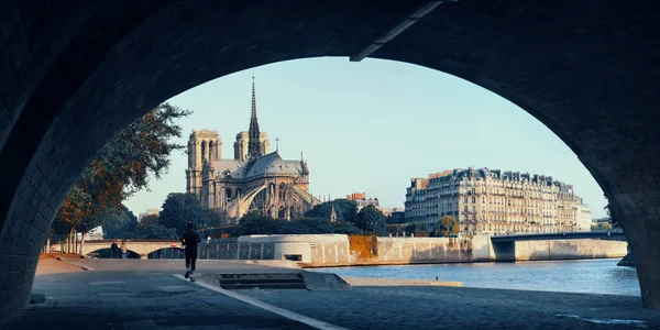 Rio Sena de Paris com Notre-Dame — Fotografia de Stock