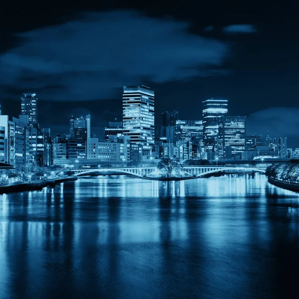 Osaka panoramę nad rzeką — Zdjęcie stockowe