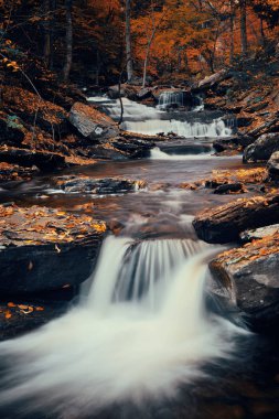 şelaleler renkli yeşillik ile.
