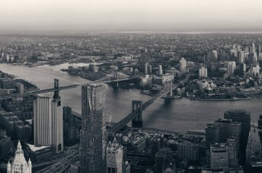 Manhattan şehir merkezine günbatımı çatı görünümü