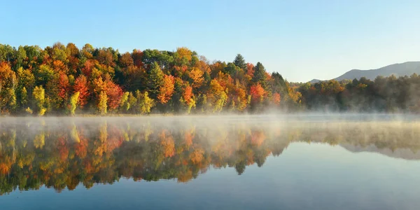 Lake fog panorama — Stock Photo, Image