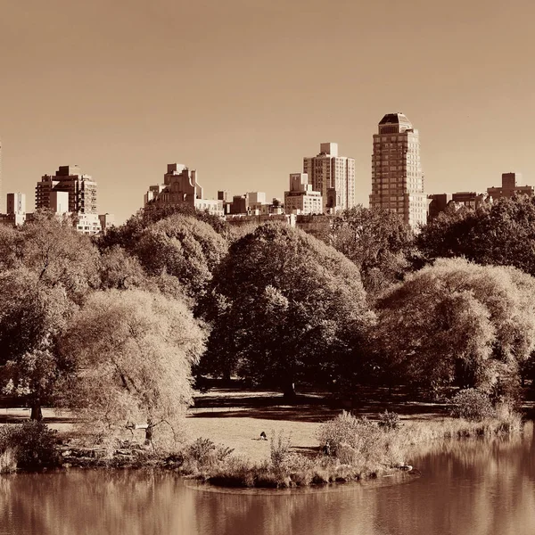 Central Park e horizonte do centro da cidade — Fotografia de Stock