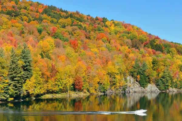 See mit Herbstlaub — Stockfoto