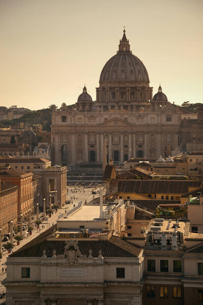 St Peters Basilica at sunset in Vatican City