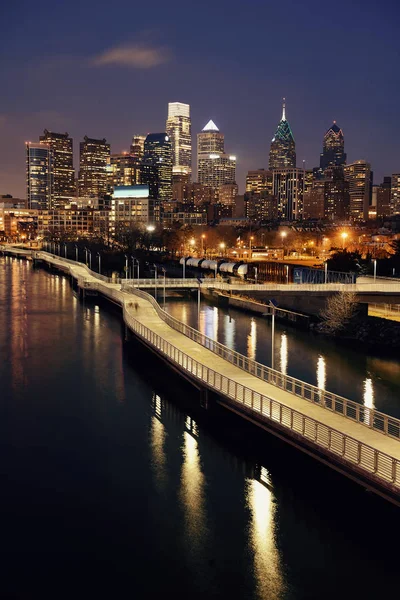 Philadelphia Panorama v noci — Stock fotografie