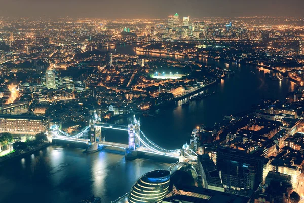 London Flygfoto panorama på natten — Stockfoto