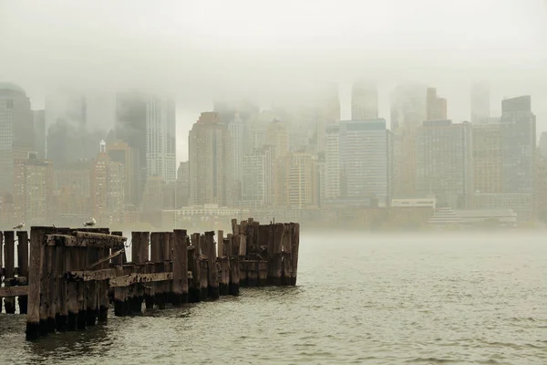 New York City downtown fog — Stock Photo, Image