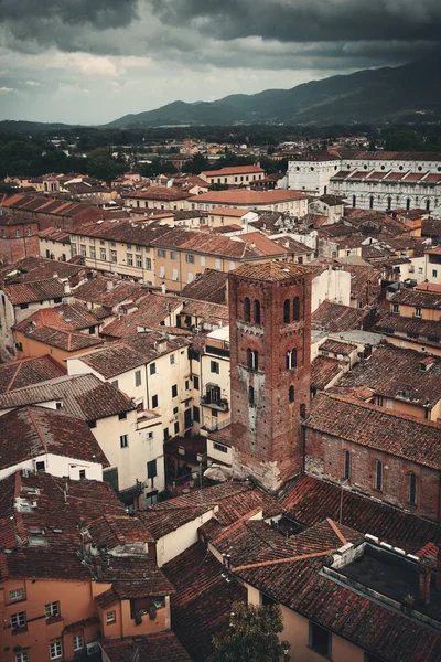 Lucca op het dak weergave met berg — Stockfoto
