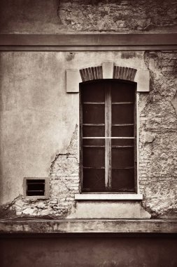 Vintage pencere tuğla dokusu ile 