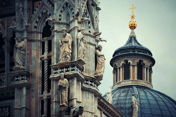 Siena Cathedral s kupolí a socha — Stock fotografie